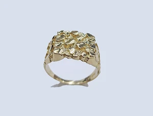Real 14k Gold Men's Ring Nugget Size 10.5 14kt Yellow Gold Unisex - Picture 1 of 7