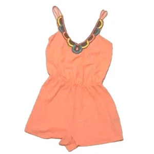 Beaded Peach V-neck Bohemian Beach Summer Festival Romper - Picture 1 of 10
