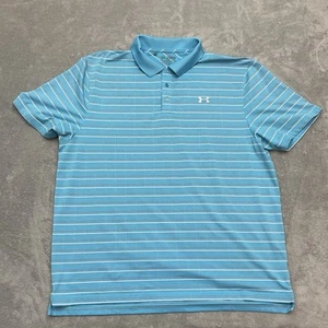 Under Armour Mens Polo XXl Iso Chill Loose Logos Blue Short Sleeve Button - Picture 1 of 9