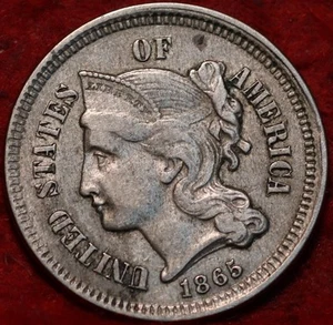 1865 Philadelphia Mint Three Cent Coin - Picture 1 of 2