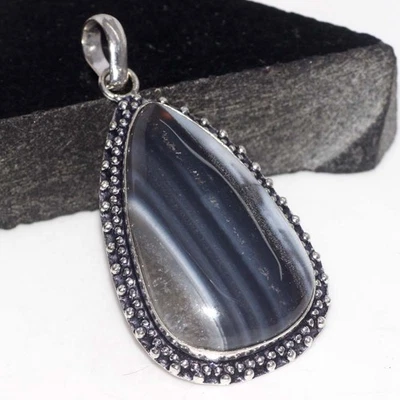 Colgante de ópalo azul Owhyee enchapado en plata 925 hecho a mano joyería tamaño 2,3" GW Foto 1 de 3