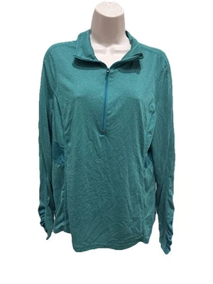 Pullover Danskin Now Talla XL Verde Rayas Manga Larga 1/2 Cremallera Semi Ajustado Foto 1 de 4