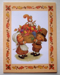 Pilgrims Harvest vegetables Morehead vintage Thanksgiving  greeting card *XX11 - Picture 1 of 3