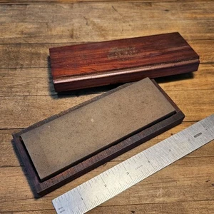VINTAGE Soft & Hard ARKANSAS Oilstone • DOUBLE SIDED Sharpening Oil Stone & Box - Picture 1 of 4