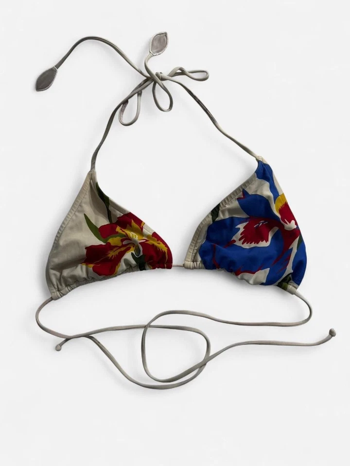 Traje de baño Tory Burch estampado floral triángulo top playa hawaiano diseñador XS Y2K Foto 1 de 4