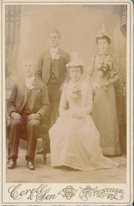 Cabinet Card Antique Photo Young Couples Men Women Wedding Party? Titusville PA - Picture 1 of 7