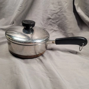 Revere Ware 3/4 Qt Quart Copper Bottom Stainless Sauce Pan Pot with Lid VTG 95k - Picture 1 of 8