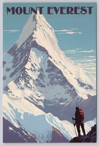 Postkarte Mount Everest Himalaya China-Nepal Grenze 6x4 Panoramablick - Bild 1 von 2