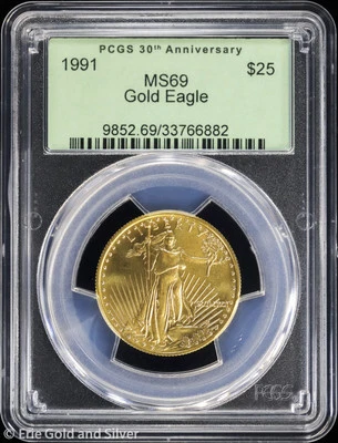American Gold Eagle 1991 $25 1/2 oz graduación profesional MS 69 | OGH sin circular UNC BU Foto 1 de 4