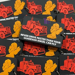 Never drive faster then your guardian angel can fly truck Keyring - Picture 1 of 7