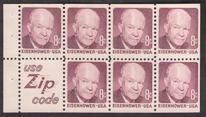 US. 1395d. 8c. Eisenhower. Booklet Pane of 7. S5. Dull Gum. Mint. NH. 1972 - Picture 1 of 2