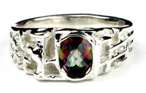 Anillo pepita de plata esterlina 925 para hombre, topacio de fuego místico, SR197 - Imagen 1 de 5