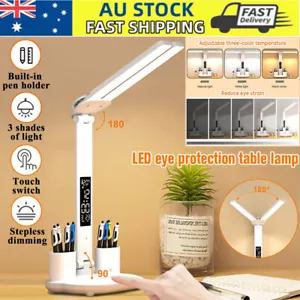 Touch LED Desk Lamp Bedside Study Reading Table Light Dual Head Dimmable USB - Picture 1 of 9
