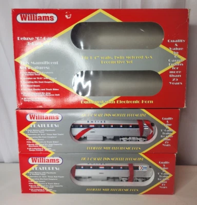 RARE WILLIAMS BUDD CAR SET # BC402 AMTRAK POWER A W/ HORN DUMMY A CABS 421 422 - Image 1 of 4