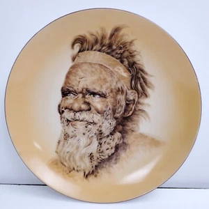 VTG Brownie Downing Style Australian Aboriginal Man 8" Wall-Hanging Plate - Picture 1 of 8