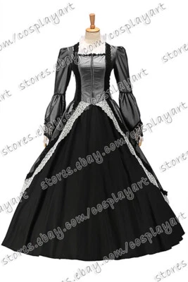 女士维多利亚哥特式重演球服豪华蕾丝锦缎晚礼服 — 第 1/4 张图片