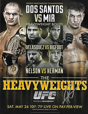 Frank Mir & Roy Nelson Signed UFC 146 8.5x11 2012 Fight Poster Photo Autograph - Image 1 of 4