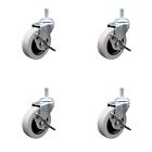 3 Inch Thermoplastic Wheel 3/8 Threaded Stem Caster Set With Brakes Set Of 4 Scc