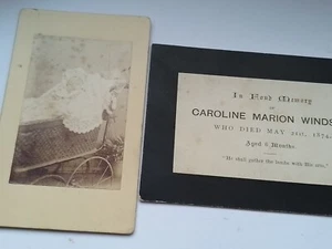 Obituary Funeral child baby Passing 1874 Flower Card Caroline Windsor - Picture 1 of 12
