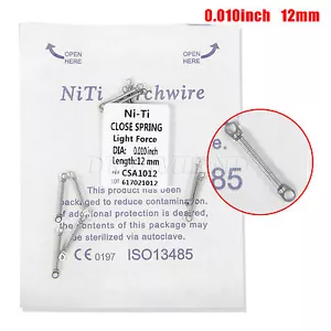 NUEVO Ortodoncia Dental Niti Muelle Bobina Cerrado Fuerza de Luz 0.010*12mm - Imagen 1 de 4