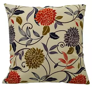 LF339a Orange Brown Blue Olive Lilac Cream Cotton Canva Cushion Cover/PillowCase - Picture 1 of 5