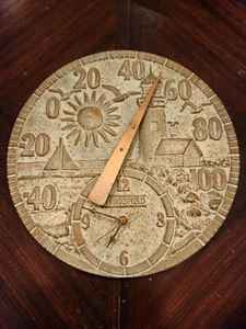 Springfield 14" Outside Die Cast Clock Thermometer Light House Sail Vintage - Picture 1 of 4