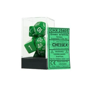Chessex D7-Die Set Opaque Polyhedral Green/white 7-Die Set - Picture 1 of 1
