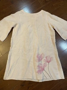 EKA Handmade Leinen Kleid Tunika Leinen Blumen Lagenlook Minimalistisch Granola - Bild 1 von 10