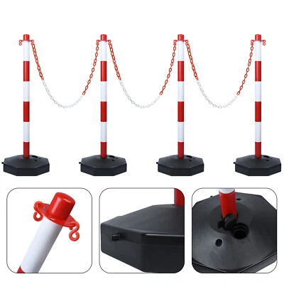 HENGMEI 2/4x Absperrpfosten Kunststoff Pfosten Poller Kette Absperrkette Absperrung `.