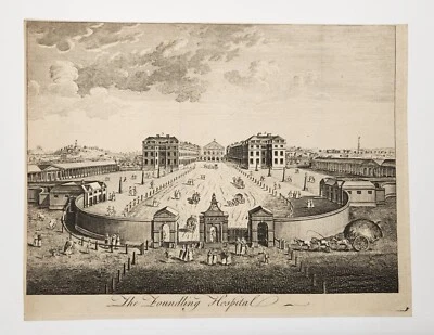 Grabado antiguo original c1757, El hospital de expósitos para niños Foto 1 de 4