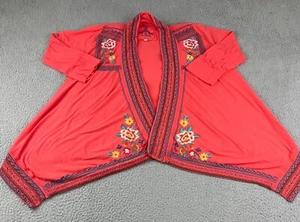 Johnny Was Pullover Damen kleine korallenbestickte Jacke offene Strickjacke Achselzucken Boho - Bild 1 von 16