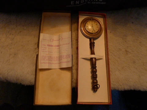 Smiths Bed Warmer Wall Clock...Original Box and paperwork..Dated March 19.58..GC Cover