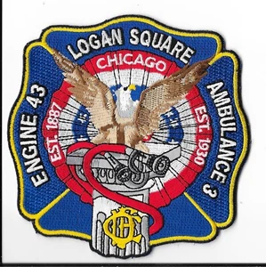 Chicago Fire Department, Illinois Engine 43 / Ambulance 3 Logan Square Patch V1 - Bild 1 von 2