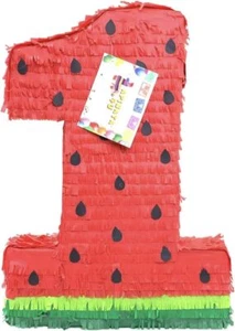 "Piñata número uno de 20"" de alto tema sandía color rojo" - Imagen 1 de 14