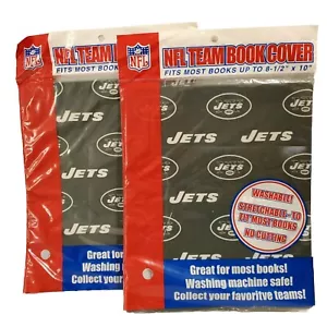 2 portadas de libros de texto de los New York Jets de la NFL suministros escolares de fútbol americano verde - Imagen 1 de 3