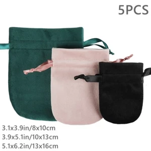 5 pezzi sacchetto di immagazzinaggio con coulisse in velluto tasche sacchetto per imballaggio regalo decorazione - Foto 1 di 7