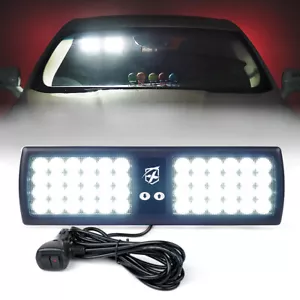 Xprite 48 LED Emergency Warning White Windshield Visor Strobe Light Dash Lamps - Foto 1 di 7