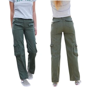 John Galt J. Galt Women's "Kim" Cargo Jeans Pants Khaki Green Womens Size 27 - Picture 1 of 11