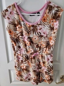 Lands End Romper~Youth X-Large Palm+Tropical Floral Print~Shorts~Terry Cloth - Picture 1 of 9