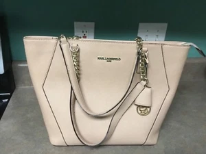 Karl Lagerfeld Faux Leather Tote Purse Nude (CON49) - Picture 1 of 11