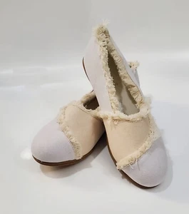 Comfort Well by Beacon Women's Canvas White/Cream Comfort Flat Fringed Shoes 11W - Picture 1 of 11