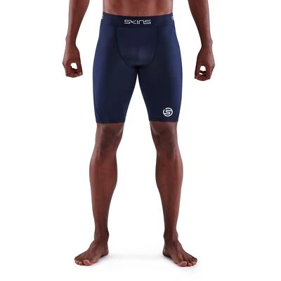 DEAL | Skins Series-1 Mens Compression Half Tights (Navy) - Image 1 of 4