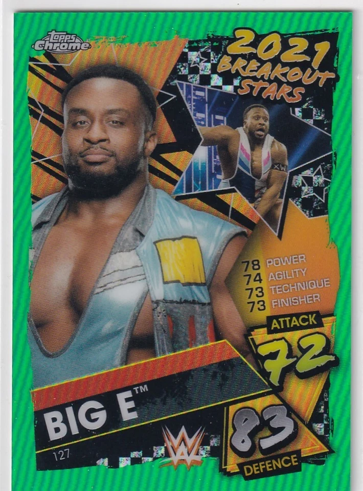 2021 Topps Chrome WWE Slam Attax Green Refractor #127 Big E 45/50 - Image 1 of 1