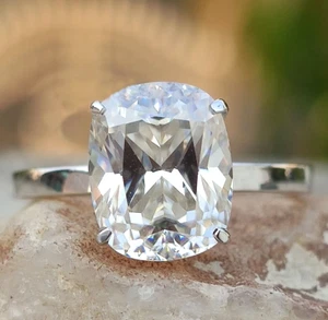 4 Ct Certified Treated Amazing Off White Diamond Solitaire Ring In 925 Silver - Picture 1 of 6