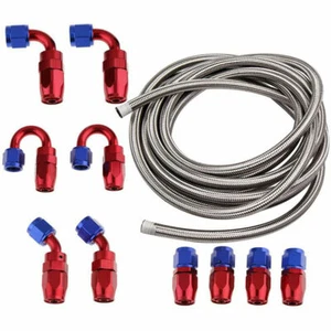 AN6 -6AN AN-6 5/16" 8MM Stainless Steel Braided Oil Fuel Hose Line Pipe ME - Picture 1 of 9