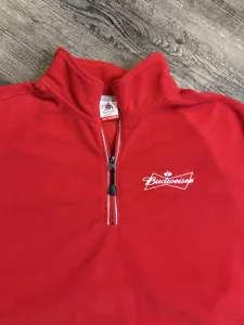 Vintage Budweiser 1/4 Zip Rot Pullover Fleece Sweatshirt Herren Gr. XL - Bild 1 von 9