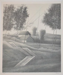 Listed American Artist Robert Kipniss, Signed Original Lithograph Landscape - Picture 1 of 9