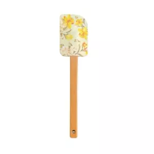 White Floral Wooden Handle Silicone Scrapper/Baking Tools Stirring Spatula - Picture 1 of 2
