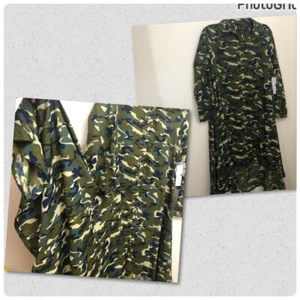 STEP IN STYLE Womens Small Hi Low Shirt Dress Camo Olive Flowy Lightweight NWT - Picture 1 of 15