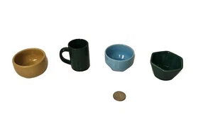 2" Miniture Bowls 2" Coffee Cup Pinch Bowls Salt Cellars Blue Hunter Green Gold - Picture 1 of 22